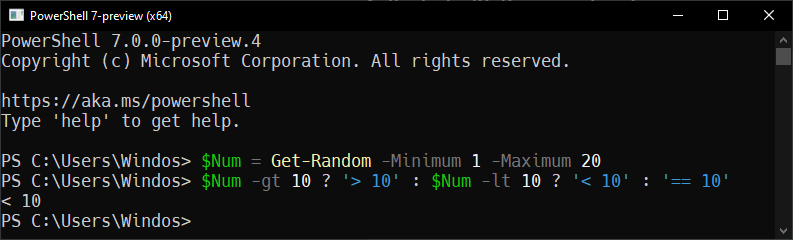 Example output in PowerShell 7